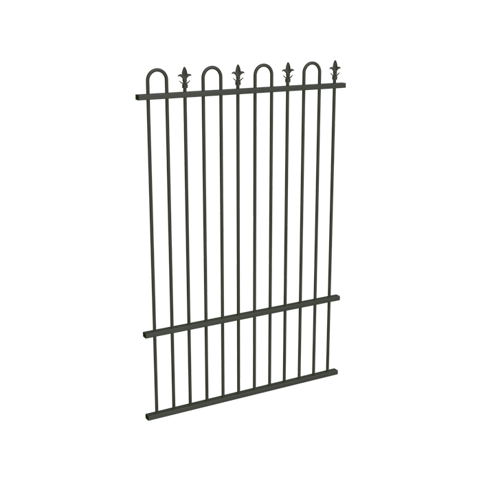 ProtectorAl 350 - 1200 x 1800mm Woodland Grey Aluminium Loop And Spear Pool Fence Panel With Mid Rail