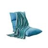 SOGA Home Living Bundle Blue Zigzag Knitted Throw Blanket and Blue Adjustable Floor Recliner Chair
