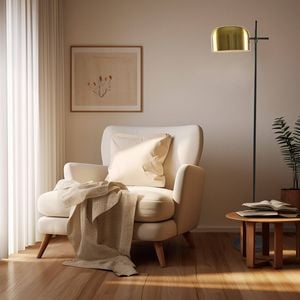 Brilliant 150cm Black With Brass Shade Benni Floor Lamp