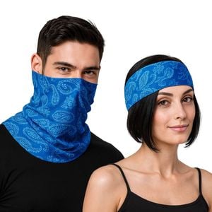 Seamless Tube Bandana Head Scarf Face Cover Mask Pattern Mask Neck Gaiter - Royal Blue - Royal Blue | Bandana | Men