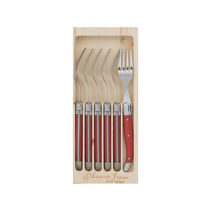 Laguiole Jean Neron 6pc. Fork Set - Red