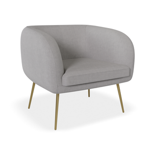 Amour Cloud Grey Armchair - Brushed Matt Gold Legs