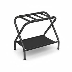 Luggage Racks Set of 2 with Fabric Storage Shelf - Black