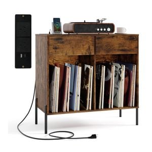 Costway Record Player Stand Side Table Brown