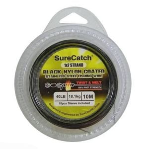 Twist & Melt Stainless Steel Black Nylon Coated Fishing Wire X 10m - 18.1kg 40lb