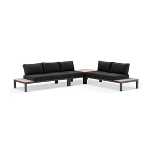 Nova Package D Outdoor Aluminium Modular Corner Lounge Charcoal & Denim Grey Cushions