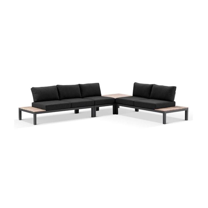 Nova Package D Outdoor Aluminium Modular Corner Lounge Charcoal & Denim Grey Cushions