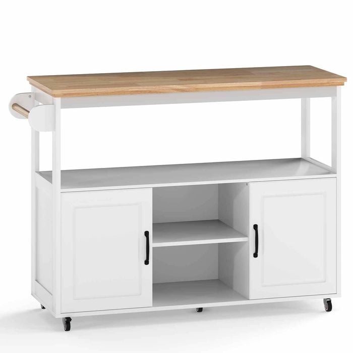 Costway Kitchen Island Trolley Dining Cart Wood Table Top