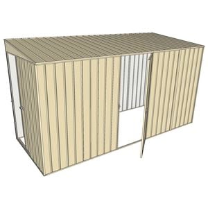 Build-a-Shed 1.5 x 3.7 x 2m Sliding Door Tunnel Shed with Hinged Side Door - Cream