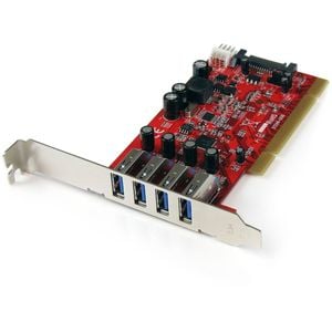 Startech.com Usb Adapter - Pci - Plug-in Card - Red - Taa Compliant - 4-port Usb 3.0 Pci/pci-x Card