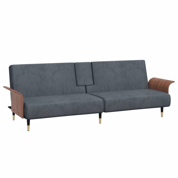 vidaXL Sofa Bed Guest Sleeper Sofa Couch Bed with Cup Holders Dark Grey Velvet