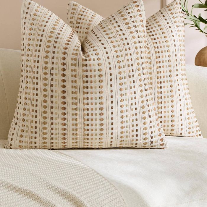 Gioia Casa 2-Pack Bohemian Dot Woven Cushion Covers 45cm x 45cm - Beige