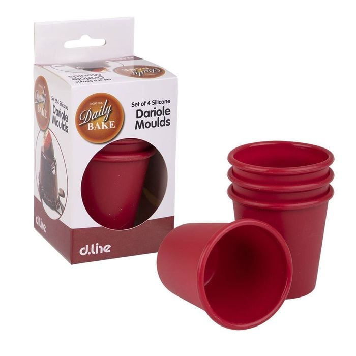 4pc Daily Bake Silicone Dariole Mould 120ml Red