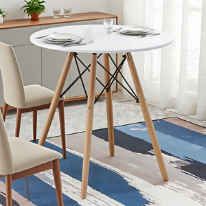 BRIBRION 80CM Round Dining Table with Wooden Legs 2-4 Seaters DSW Style