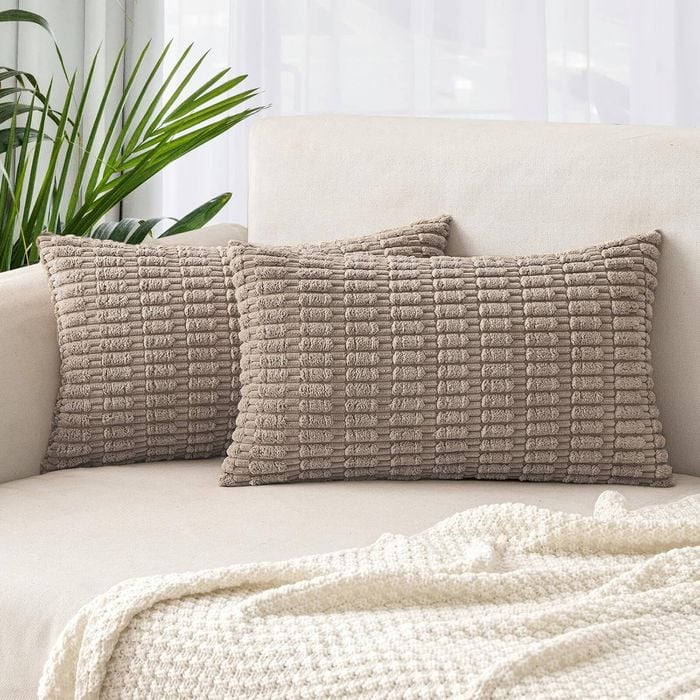 Gioia Casa Boho Corduroy Cushion Covers -  Taupe - 30cm x 50cm (Set of 2)
