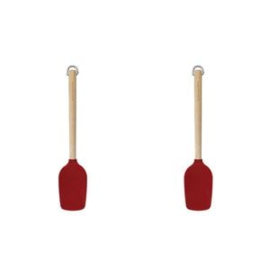 2pk Kitchenaid Birchwood Handle Spoon Spatula Silicon Cooking Utensil Empire Red