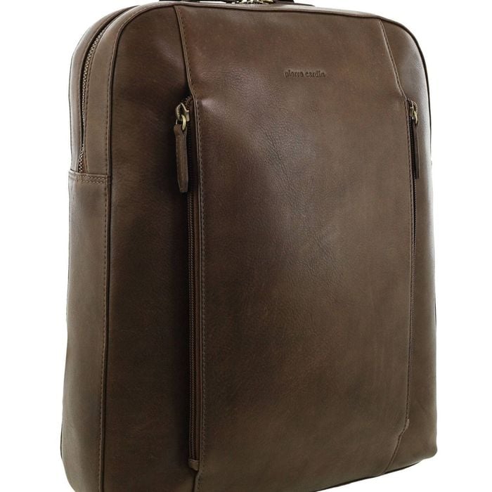 Pierre Cardin Men's Leather Functional Business/laptop Backpack Bag 40cm Oak
