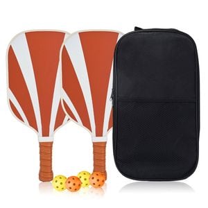 Catzon Fiberglass Pickleball Paddles Set Of 2 Pp Honeycomb Core Pickleball Rackets With 4 Balls 1 Bag-redwhite