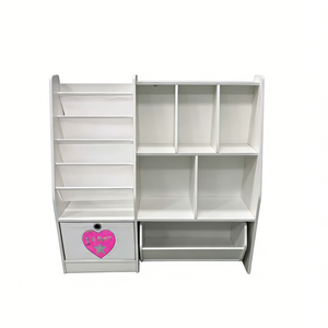 Foret Kids Bookshelf Storage Cabinet With Drawer Rolling Toy Bin