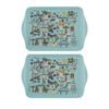 2x 2pc Ashdene Land Down Under QLD Melamine Scatter Tray Blue 21x14.2cm