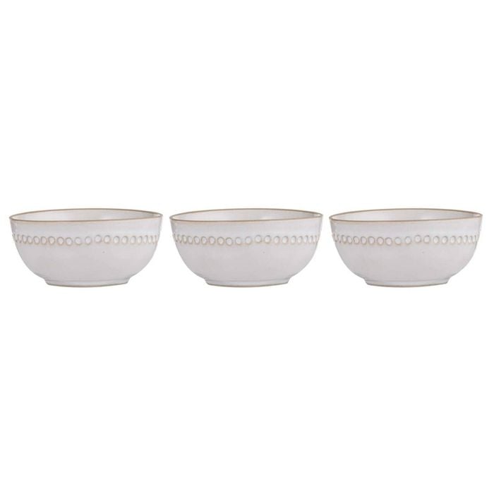 3PK Ladelle Cameo Stoneware 10cm Dip Bowl Round - Ivory