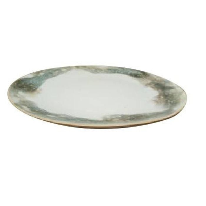 Tuscan Eden Round Plate Marbled Pattern Glossy Raised Edge Tableware 20cm