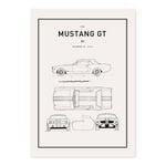 Classic Car Blueprint - Ford Mustang GT A1 Poster Print