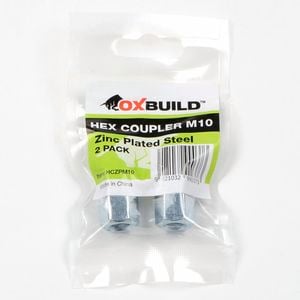 Oxbuild M10 Zinc Plated Hex Coupler - 2 Pack