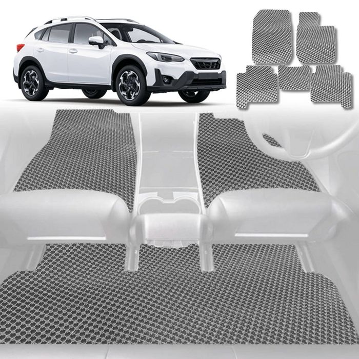6D Diamond Car Floor Mats for Subaru XV 2012-2017-Full Set-Grey-Outback GT