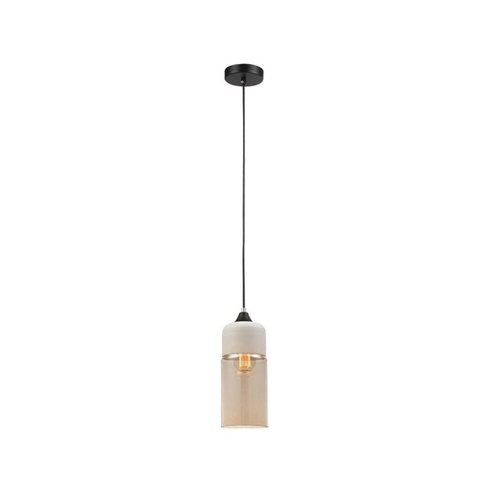 CLA Lighting CASA White with Amber Glass Pendant Light - Oblong