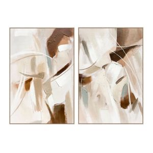 Abstract Drift I & II Hand-Painted Textured Canvas Wall Art Set of 2