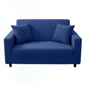 Anyhouz 2 Seater Sofa Cover Plain Royal Blue Style And Protection For Living Room Sofa Chair Elastic Stretchable Slipcover