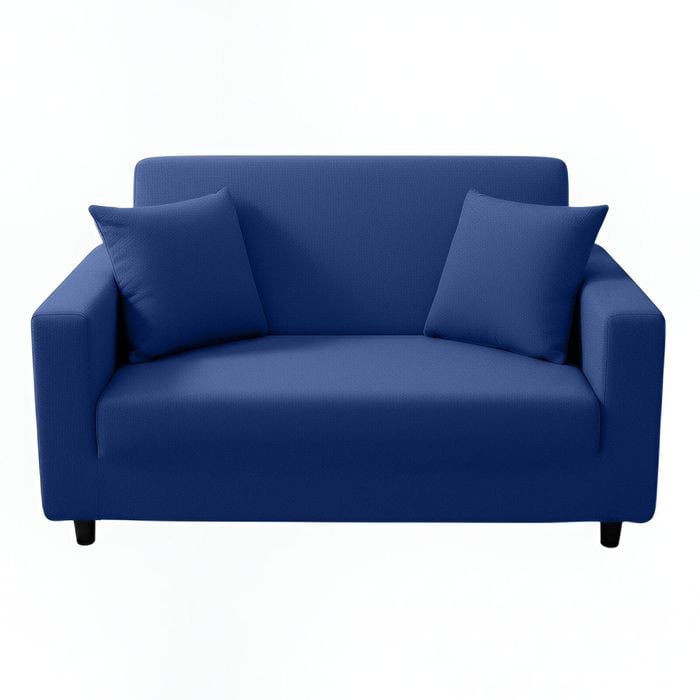 Anyhouz 2 Seater Sofa Cover Plain Royal Blue Style And Protection For Living Room Sofa Chair Elastic Stretchable Slipcover