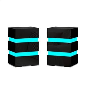 ALFORDSON 2x LED Bedside Table Black