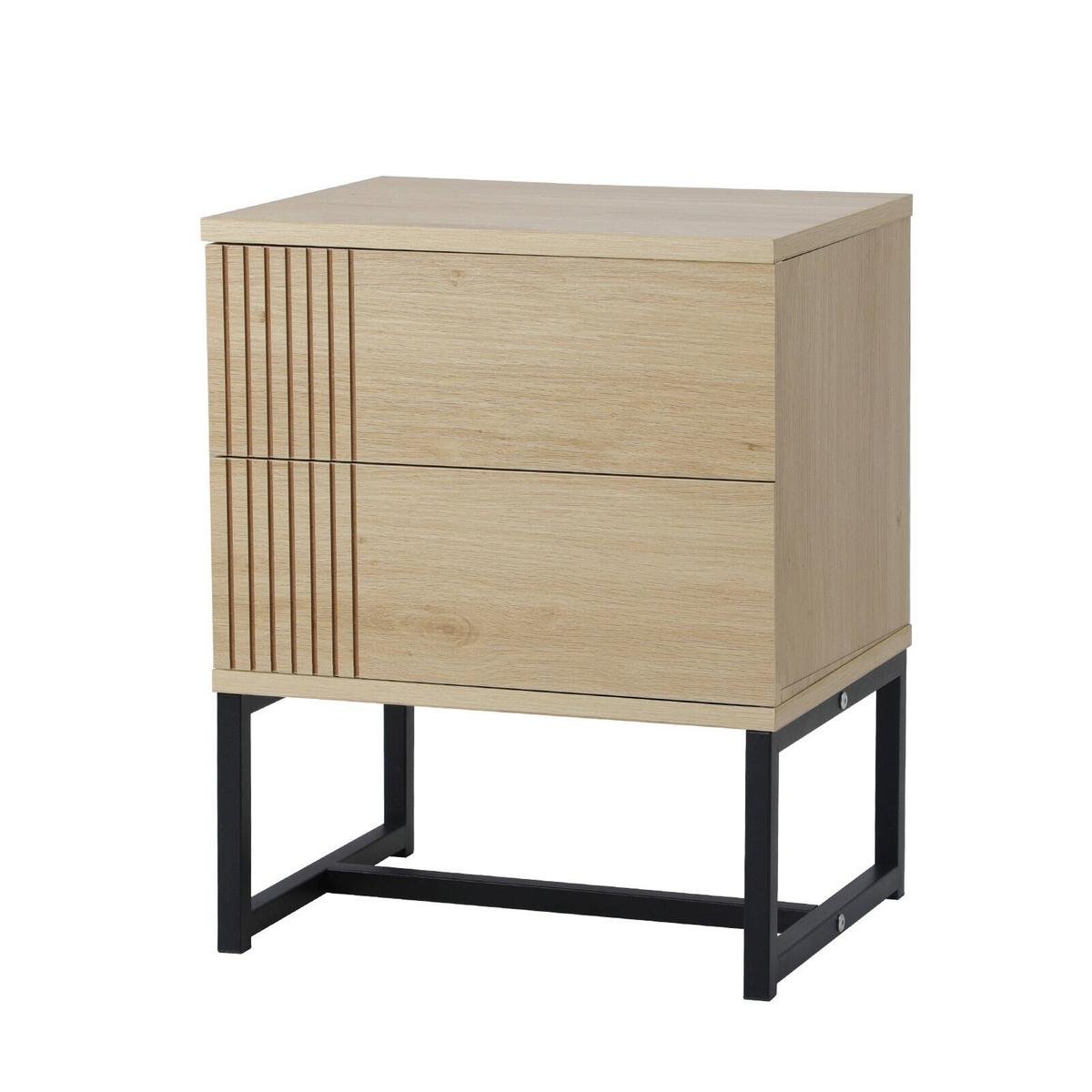 Oikiture Bedside Table With 2 Drawers Natural - Bunnings Australia