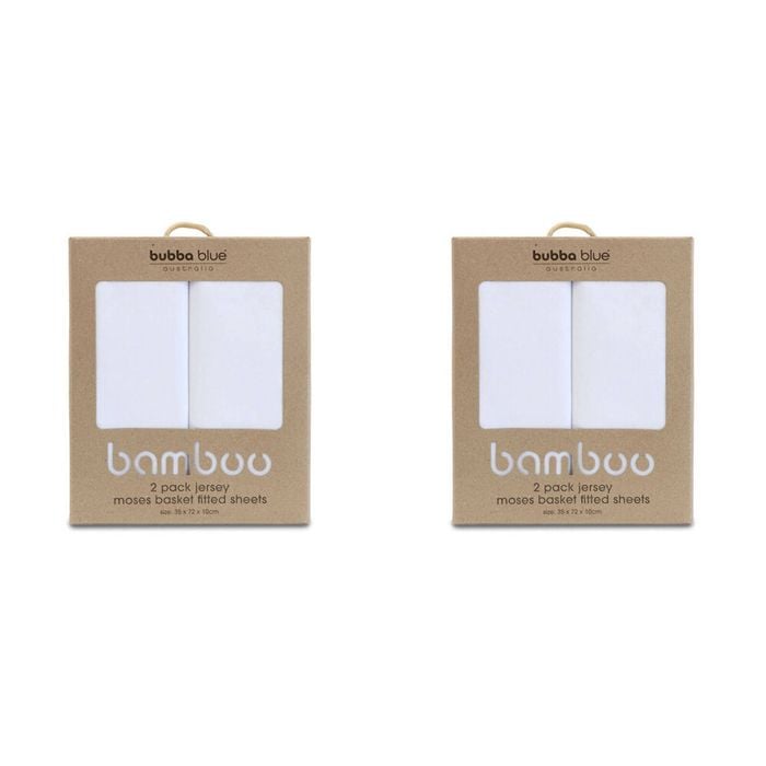 2x 2pc Bubba Blue Soft Jersey Moses Basket Fitted Baby Bed Sheets