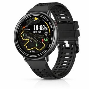 Smart Watch Gps Fitness Tracker Waterproof With Bluetooth Call Heart Rate Monitor Outdoor Sports Black Rubber