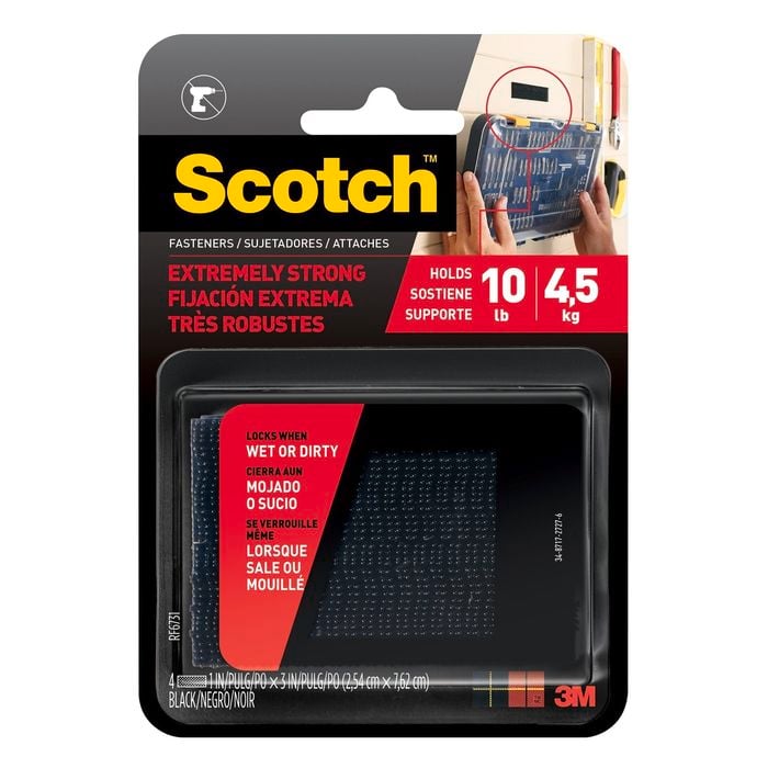 Scotch Extreme Fasteners Black 2.5cm x 7.6cm Strips - 2 Pack