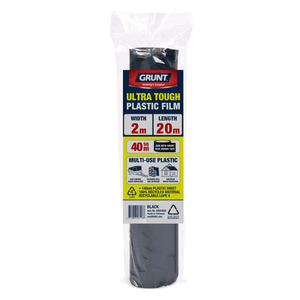 Grunt 2m x 20m Black 140um Multi Use Plastic Film