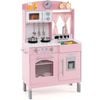 Costway Small Clock Kitchen Playset Chef Pretend Play Toy Gift Pink