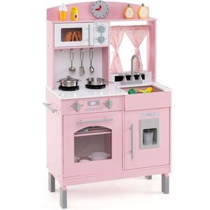 Costway Small Clock Kitchen Playset Chef Pretend Play Toy Gift Pink