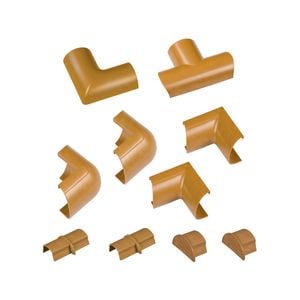 D-Line 9 Piece 30 x 15mm Oak Clip Over Bends Connectors Endcap Cable Cover