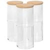 Harbour Housewares Reusable Plastic Stacking Bathroom Canisters with Bamboo Lid - Pack of 3