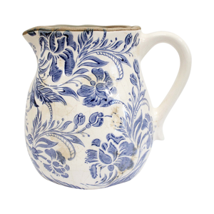 LVD Medium Vintage Botanical Ceramic Floral Jug Decor Blue 16x15.5x13cm