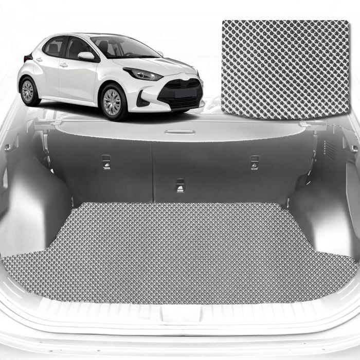 6D Diamond Car Boot Mat for Toyota Yaris 2011-2020-Cargo Mat-Grey-Outback GT