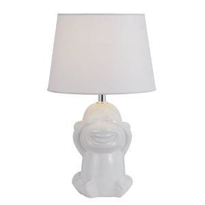 Telbix Misaru Modern Table Desk Lamp Light Fabric Ceramic White Gloss