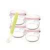 5 Piece Baby Food Container Set Round With Silicone Spoon 165ml 8.2x6.5cm Glasslock