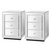 ALFORDSON 2x Mirrored Bedside Table Silver