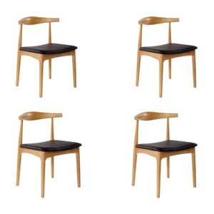 Henrik 4pc Set Dining Chair Replica Hans Wegner Elbow Solid Ash Timber Natural
