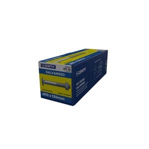 ZENITH M10 x 130mm Hot Dip Galvanised Cup Head Bolts & Nuts - 25 Pack